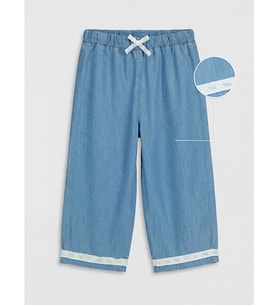 LCW Kids İndigo Loose Fit Dantelli Kız Çocuk Pantolon