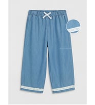 LCW Kids İndigo Loose Fit Dantelli Kız Çocuk Pantolon