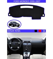 Ford Mondeo 2000-2007 Için Uygun Torpido Koruma Halısı Siyah Kenar Renk Mavi