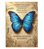 Vintage Mavi Morpho Kelebeği Dekoratif Kanvas - Mdf Ahşap Tablo