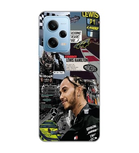 Redmi Note 12 Pro 5G Uyumlu Lewis Hamilton Kolaj Tasarımlı Şeffaf Telefon Kılıfı