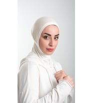 Krem Pratik Hazır Geçmeli Tesettür Bone Sandy Kumaş Spor Hijab 2113_40