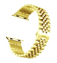 Apple Watch Ultra 49mm Uyumlu Kordon Paslanmaz Çelik Rolex Metal KRD-36 Kayış (Gold)