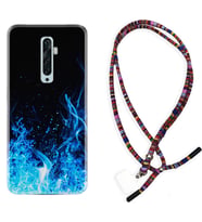 Oppo Reno 2Z 4 Lite 4 Pro 5 6 7 A31 Kılıf Boyun Asklı Rasta Silikon Blue Fire 1678