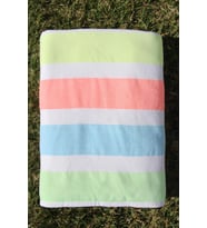 Outlet %100 Pamuk Çizgili 150x150 Plaj Havlusu (Beyaz)
