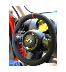 Mini Cooper Kırmızı Yüzüklü Alcantara Nubuk Deri Direksiyon Kılıfı