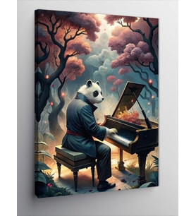 Kanvas Tablo Piyano Çalan Sevimli Panda