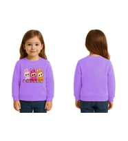 Unisex Labubu Baskılı Çocuk Swaetshirt 3 İplik Şardonlu (Lila)