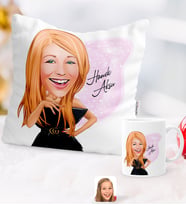 BK Gift Kişiye Özel Karikatürlü Moda İkonu Yastık Kupa Seti 2 (Model 1)