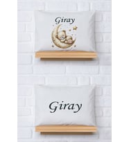 Pia Baby Premium %100 Pamuk İkili İsim Yazılı Erkek Bebek Yastık Kılıfı – 35x45 cm Organik Baskı 5052-13 (Ekru)