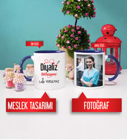 Diyaliz Teknisyenine Hediye Diyaliz Teknisyeni Kupa Bardak Lacivert Fotoğraflı