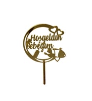 Hoşgeldin Bebeğim Yazılı Aynalı Pleksi Altın