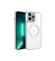 Apple iPhone 13 Pro Uyumlu Kılıf M-safe Wireless Şarj Özellikli Zore Setro Silikon (Gümüş)
