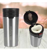 KİŞİYE ÖZEL İSİM BASKILI KAPAK KİLİDİ VE TUŞ MEKANİZMALI KAYDRIMAZ TABANLI TERMOS 380 ML (Metal)