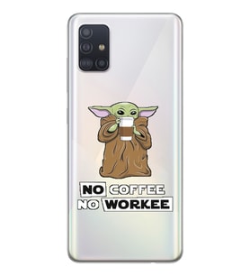 Samsung Galaxy A71 Uyumlu Yoda Coffee Tasarımlı Şeffaf Telefon Kılıfı
