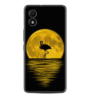 TCL 303 Kılıf Silikon Desen Özel Seri Ay ve Flamingo 1775