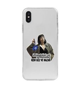 Iphone X ve XS Uyumlu Kem Göz ve Nazar Tasarımlı Şeffaf Telefon Kılıfı