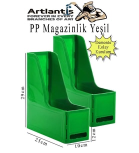 Yeşil Magazinlik Demonte Plastik 2 Adet Plastik Kutu Klasörü Magazinlik A4 Dosya ve Masa Düzenleyici Sınıf Ev Ofis