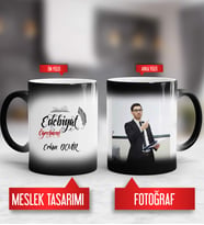 Edebiyat Öğretmenine Hediye Edebiyat Öğretmeni Kupa Bardak Sihirli Fotoğraflı