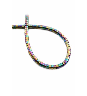 Hematit Doğal Taş Parlak Gökkuşağı Rondela Kesim 4x2mm Dizi [AA]