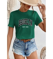 Brooklyn New York Baskılı Tasarım Tshirt (Yeşil)