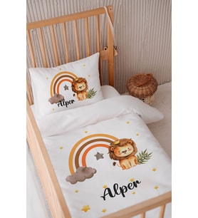 %100 Pamuk Saten Isme Özel 100x150 Bebek Yatak Nevresim Seti