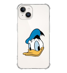 Apple iPhone 14 Uyumlu Köşe Korumalı Antişok Kapak Donald Duck Tasarımlı Şeffaf  Kılıf