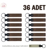 Kahverengi & S.Kahve, Güzellik Merkezi Açılış Kutlamanız İçin Markanıza Özel, 36' lı Set Anahtarlık (Açık Kahve)