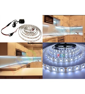 Mutfak Dolabı Için tezgah aydınlatma 5 Mt Beyaz Şerit Led + 12v Adaptör Tak Çalıştır Aç Kapa Anahtarlı