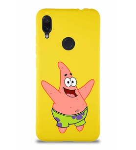 Xiaomi Redmi Note 7 Soft Premier Kapak Patrick Yıldız Tasarımlı Silikon Kılıf - Sarı (Şeffaf)