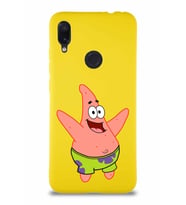 Xiaomi Redmi Note 7 Soft Premier Kapak Patrick Yıldız Tasarımlı Silikon Kılıf - Sarı (Şeffaf)