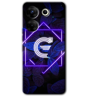 Tecno Camon 20 Pro 5G Kılıf HD Desen Baskılı Kılıf - Dark Neon Yaprak G Harfi