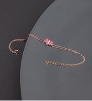 925 Ayar Gümüş Pembe Taşlı Kelebek Bileklik