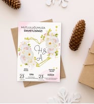 BK Gift Kişiye Özel İsimli Düğün Davetiyesi Model 23 (100Adet)