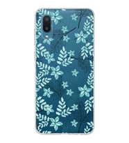 Samsung Galaxy A02 Uyumlu Kapak Floral Su Yeşili Tasarımlı Şeffaf Silikon Kılıf