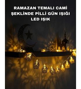 Pilli Ramazan ve Bayram LED Işık Zinciri Cami Temalı Dekoratif