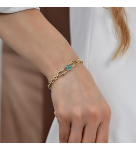 Goldium 14 Ayar Altın Zincir Model Yıldız Bileklik (Sarı)