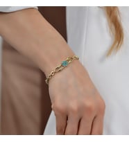 Goldium 14 Ayar Altın Zincir Model Yıldız Bileklik (Sarı)