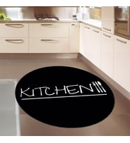 Kitchen Yazılı Siyah  Dijital Baskı Yıkanabilir Kaymaz Taban Modern Mutfak Halısı (Beyaz)