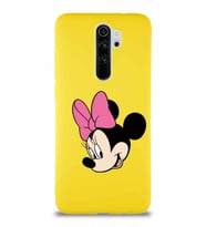 Xiaomi Redmi Note 8 Pro Soft Premier Kapak Minnie Mouse-B Tasarımlı Silikon Kılıf - Sarı (Şeffaf)