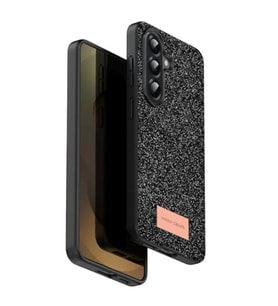 Coverzone Samsung Galaxy A17 ile Uyumlu Parlak Simli Telefon Bright K?l?f? Boncuk ??lemeli ??k Tasar?m Darbe Emici Kenarlar Tam Koruma Sa?layan Kaymaz Kapak Galaxy A17 i�in K?l?f Siyah