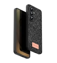 Coverzone Samsung Galaxy A17 ile Uyumlu Parlak Simli Telefon Bright K?l?f? Boncuk ??lemeli ??k Tasar?m Darbe Emici Kenarlar Tam Koruma Sa?layan Kaymaz Kapak Galaxy A17 i�in K?l?f Siyah