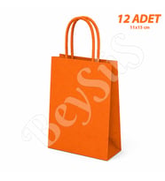 11x15 cm Hediyelik Kağıt Çanta Turuncu 12 Adet