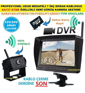 KARAVAN KAMERA SİSTEMİ (7 İNÇ EKRAN KAYIT ETME ÖZELLİKLİ KABLOSUZ GERİ GÖRÜŞ KAMERA SESTEMİ)