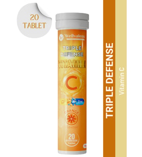 Triple Defence C Vitamini, D Vitamini ve Çinko 20 Suda Çözünebilir Portakal Aromalı Tablet 1000mg