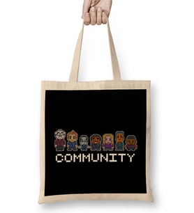 8 Bit Community  Logo Bez Çanta Uzun Saplı