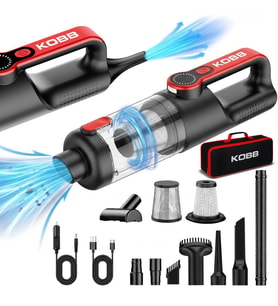 KOBB KBV20 12Volt/ Li-ion Şarjlı Kömürsüz Motor Hibrit Araç Süpürgesi + 8 Parça Aksesuar Seti + Taşıma Çantası