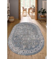 Dijital Baskılı Kaymaz Taban Yıkanabilir Oval Salon Halısı Mutfak Halısı Yolluk NDO-HT-250 (Gri)