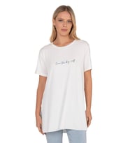 Kadın Oversize Basic Minimal Yazı Detaylı Bluz  Ekru 27082