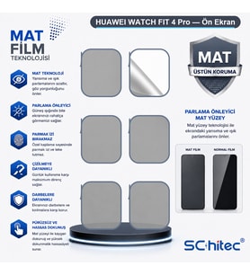 SChitec HUAWEI WATCH FIT 4 Pro Uyumlu Ön Yüzey Mat Hidrojel Ekran Koruyucu